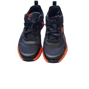 Reebok Womens Black Athletic Sneakers with Orange Accents